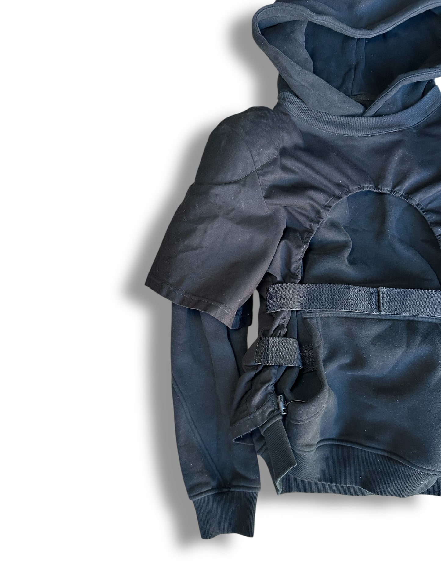 Layered and STRIPED HOODIE BLACK
