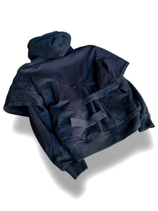 Layered and STRIPED HOODIE BLACK