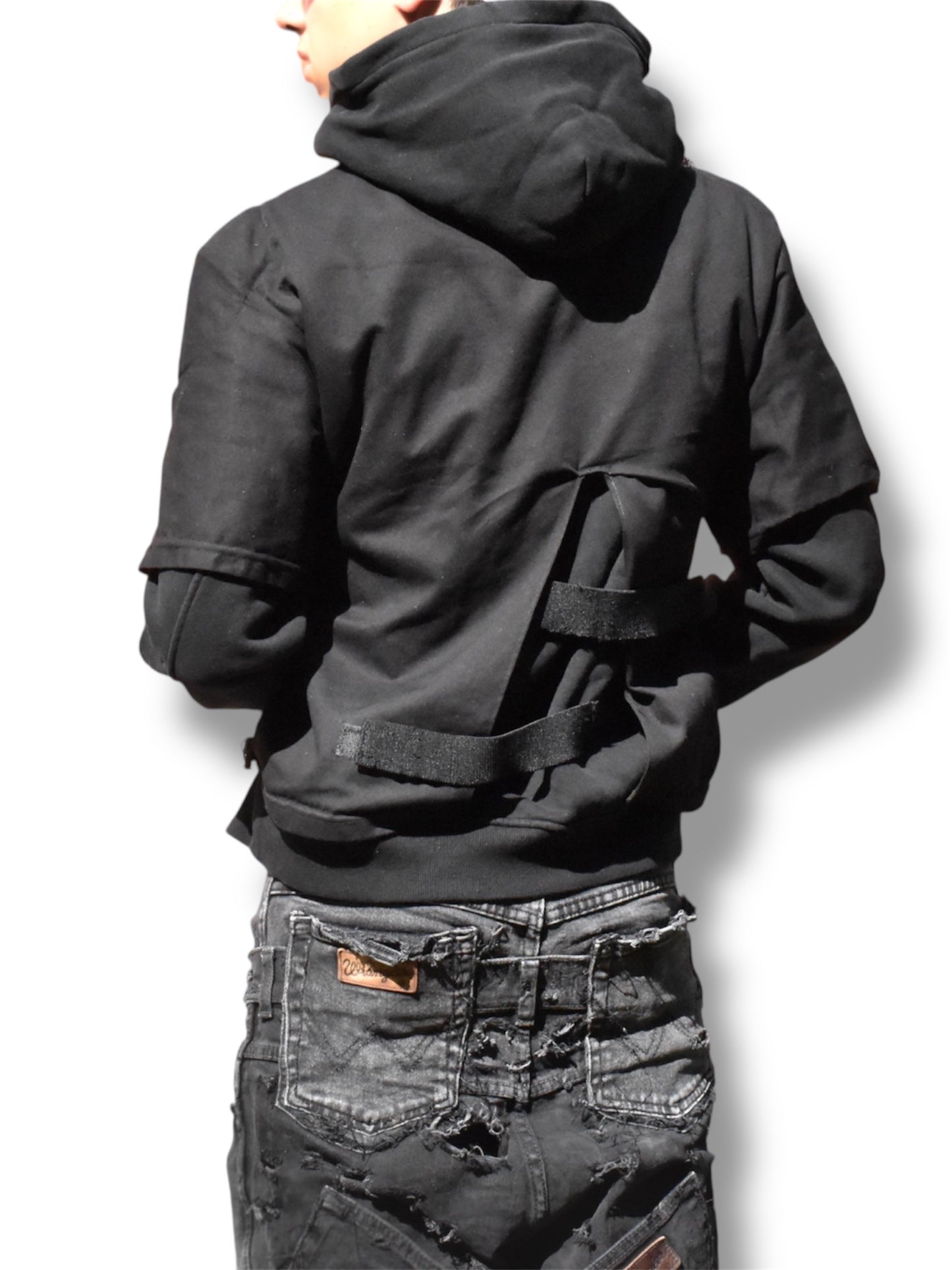 Layered and STRIPED HOODIE BLACK