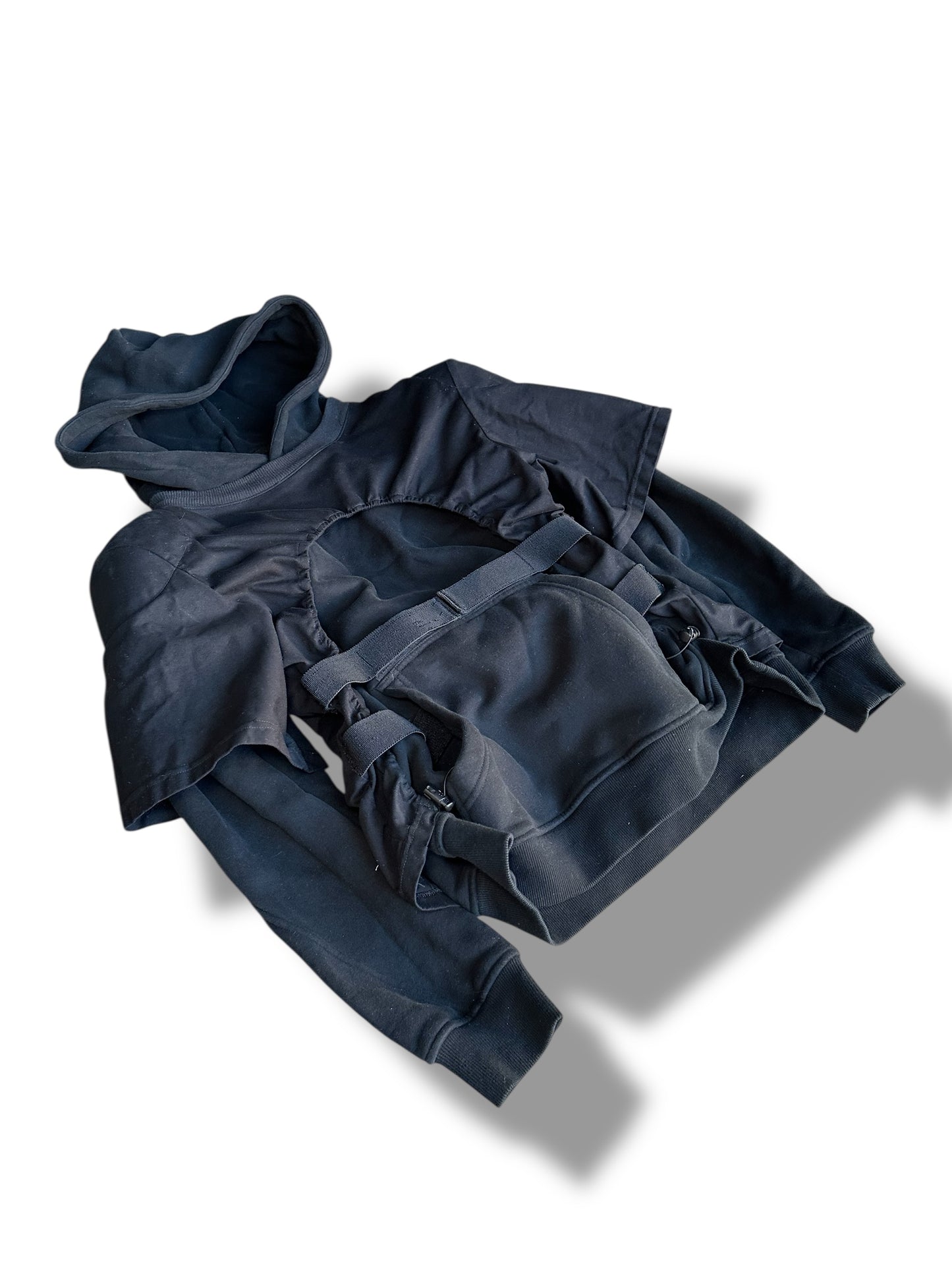 Layered and STRIPED HOODIE BLACK