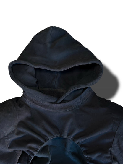 Layered and STRIPED HOODIE BLACK